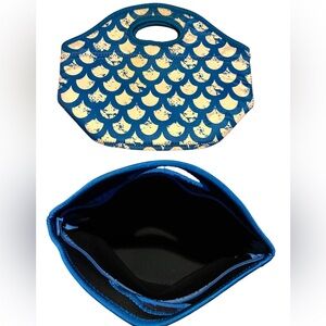 Blue and Gold Scallop Pattern Lunch Bag